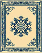 Classic Navy Floral Medallion Design Rug