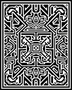 Bold Monochrome Geometric Maze Art Rug