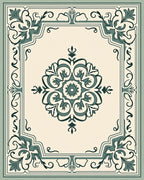 Ornate Floral Medallion And Border Design Rug