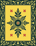 Golden Floral Leaf Design Rug