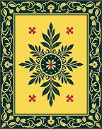 Golden Floral Leaf Design Rug