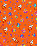 Whimsical Figures Floral Round Pattern Rug