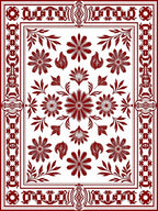Regal Floral Bordered All-Over Design Rug