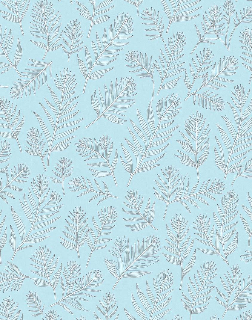 Light Blue Fern Pattern Design Rug