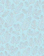 Light Blue Fern Pattern Design Rug