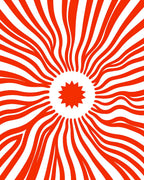 Abstract Red Sunburst Lines Rug