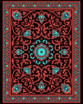 Coral Teal Floral Mandala Pattern Rug
