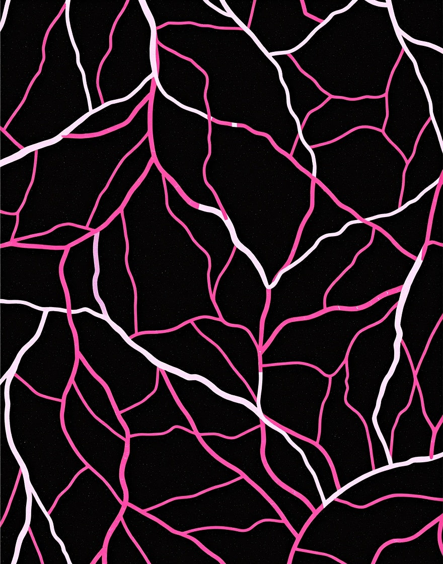 Abstract Pink White Vein Pattern Rug