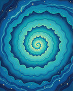 Blue Wavy Starry Spiral Design Rug