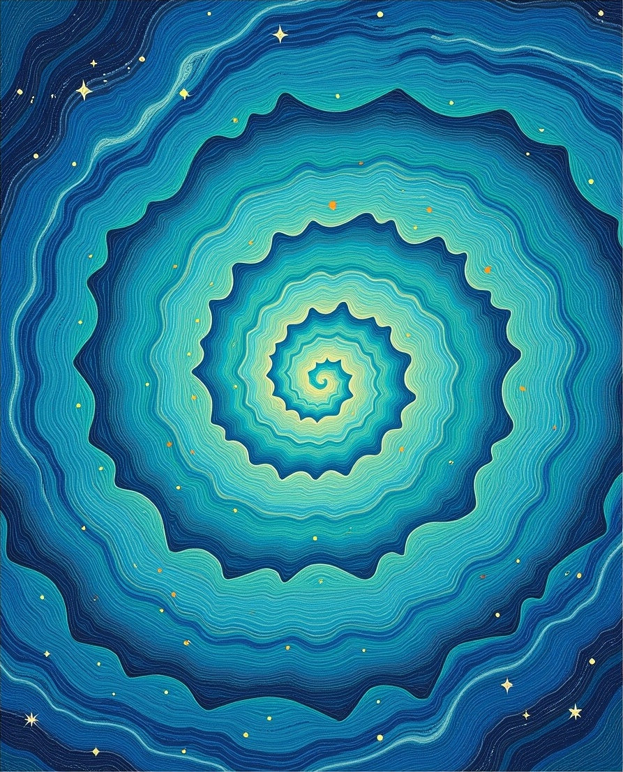 Blue Wavy Starry Spiral Design Rug