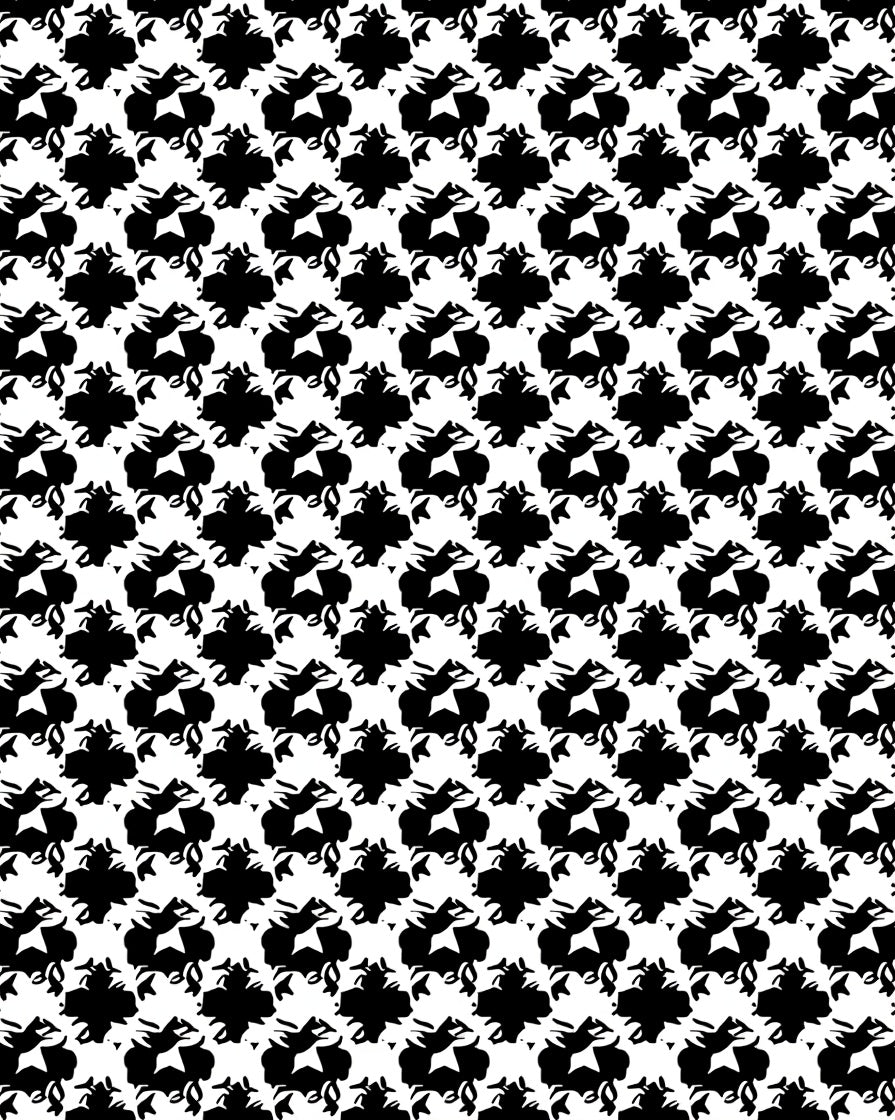 Abstract Black White Star Pattern Rug