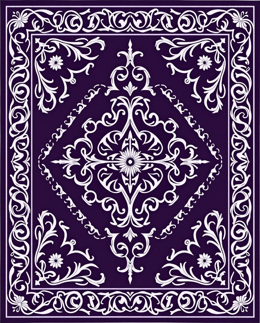 Elegant Floral Baroque Design Rug