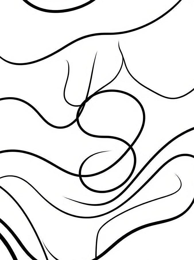 Minimalist Black Line Art Abstract Rug