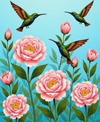 Hummingbird Pink Flower Garden Design Rug