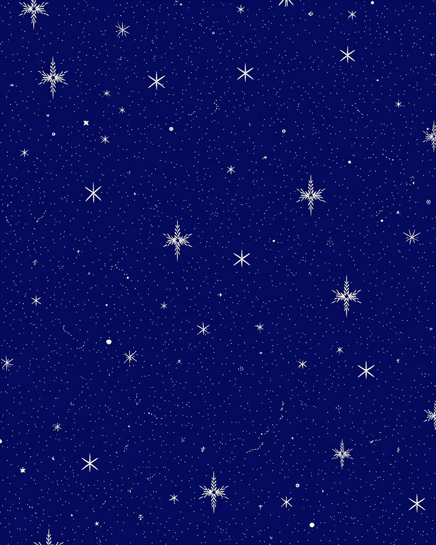 Midnight Blue Starry Snowflake Garden Rug