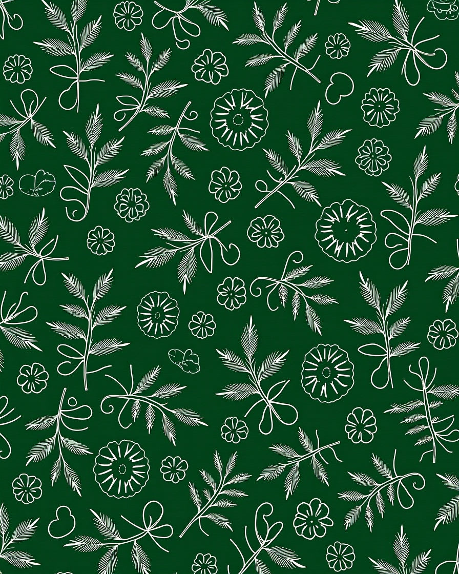Botanical Nature Sketch Pattern Rug