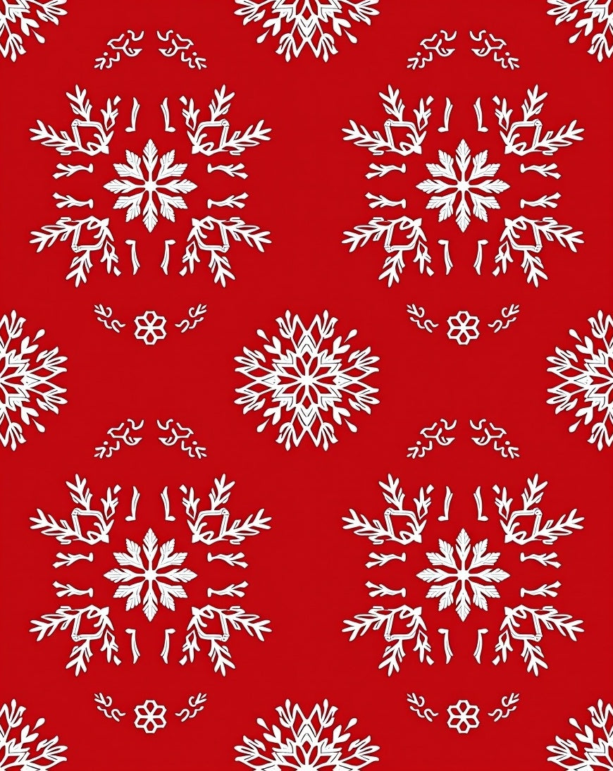 Red White Winter Snowflake Mandala Rug