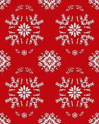 Red White Winter Snowflake Mandala Rug