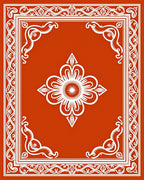 Symmetrical Floral Border Pattern Rug