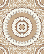 Mandala Floral Brown and White Design Rug