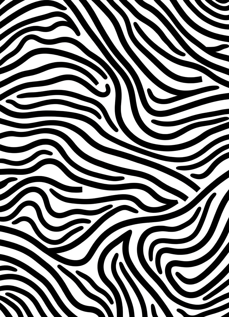 Bold Black White Wavy Stripe Rug