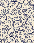 Elegant Navy Swirl Floral Foliage Design Rug