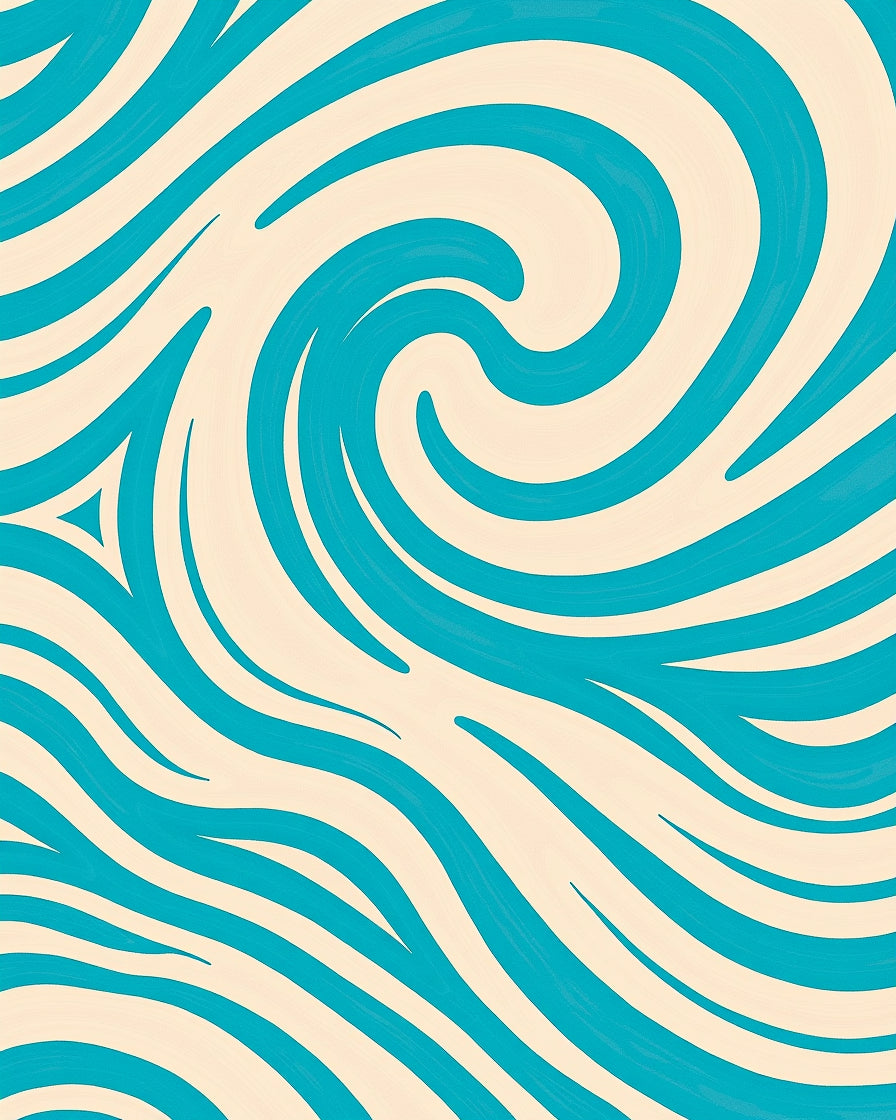 Abstract Aqua Swirl Pattern Rug