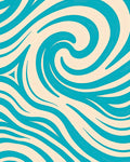 Abstract Aqua Swirl Pattern Rug