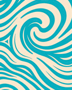 Abstract Aqua Swirl Pattern Rug