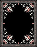 Black Pink Floral Border Art Rug