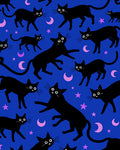 Whimsical Black Cats Moon Stars Rug