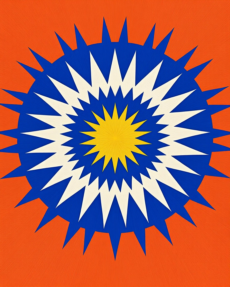 Explosive Sunburst Geometric Design Rug