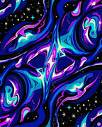 Cosmic Blue Purple Abstract Fluid Rug