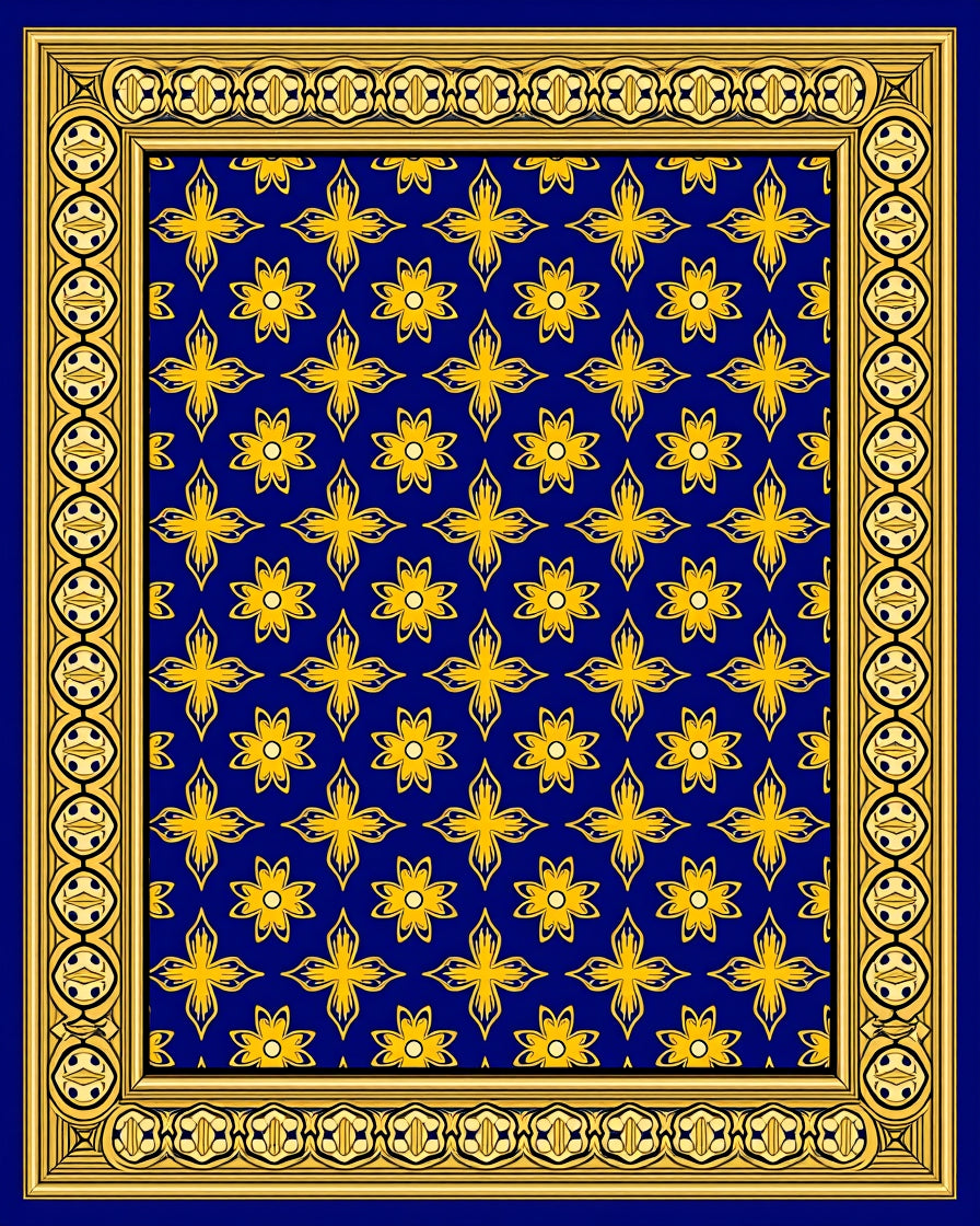 Bold Yellow Floral Antique Pattern Rug