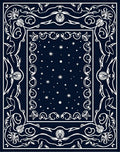 Midnight Floral Scrolled Star Pattern Rug