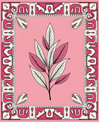 Abstract Floral Pink Botanical Design Rug