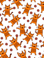 Playful Orange Cats Balls Pattern Rug