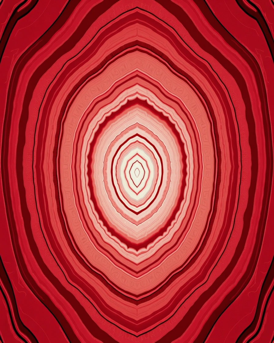Concentric Red Agate Slices Pattern Rug