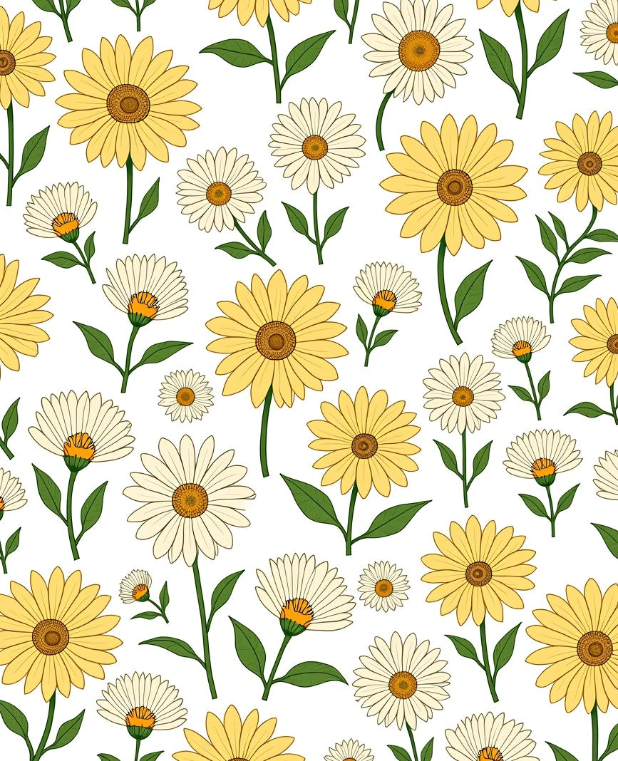 Daisy Floral Pattern In Yellow And White Rug