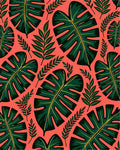 Tropical Green Leaf Pattern Design Rug