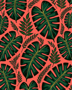 Tropical Green Leaf Pattern Design Rug