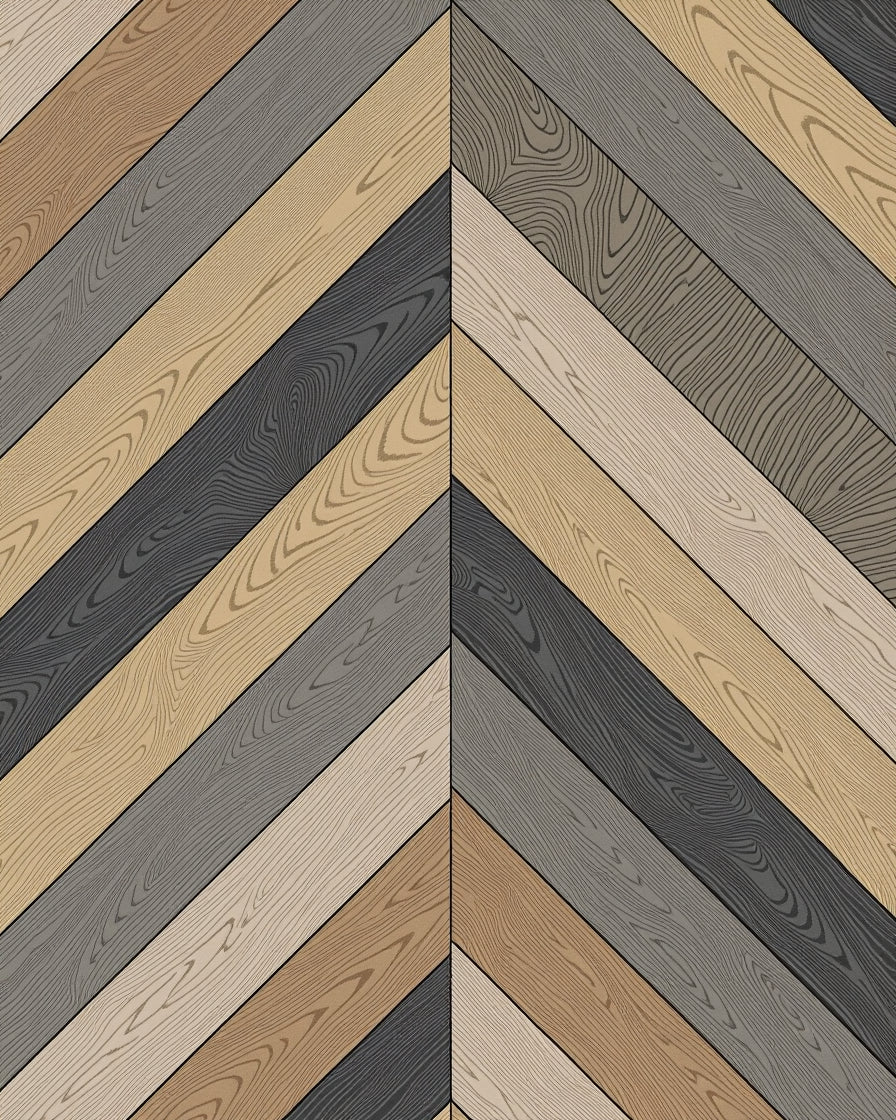 Herringbone Wood Grain Pattern Rug