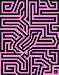 Bold Pink and Black Geometric Maze Rug