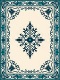 Ornate Teal Floral Medallion Pattern Rug