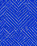 Blue White Geometric Line Art Design Rug