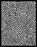 Black White Abstract Maze Pattern Rug