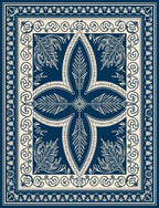 Bold Navy Floral Scrollwork Rug