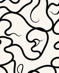 Organic Black White Swirl Pattern Rug
