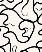 Organic Black White Swirl Pattern Rug