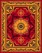 Ornate Red Gold Floral Medallion Runner Rug